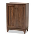 Baxton Studio Nissa Modern and Contemporary Walnut Brown Finished Wood 2-Door Shoe Storage Cabinet 178-11218-Zoro